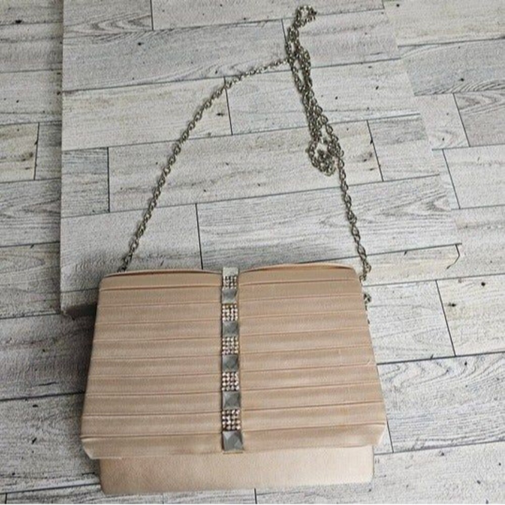 Gunne Sax by Jessica McClintock clutch/evening bag, rhinestones & chain strap